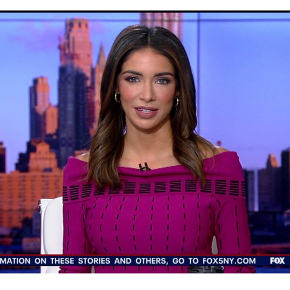 Prabal Gurung off the shoulder, drop waist, knit dress. Berry with black accents - Picture 8 of 8